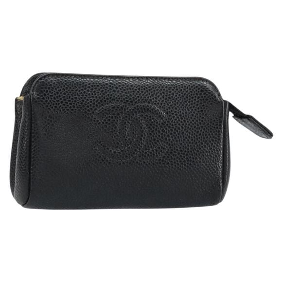 Chanel Pouch Caviar Skin Black Gold CC